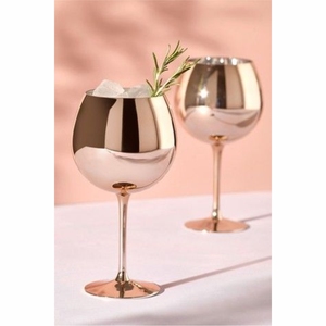 แก้วไวน์ทองแดงโรสโกลด์สุดหรู - แก้วโลหะสแตนเลสไม่แตกหักสำหรับใส่จิน ค็อกเทล งานปาร์ตี้ - ความจุขนาดใหญ่ 500 มล. - Product Image 1