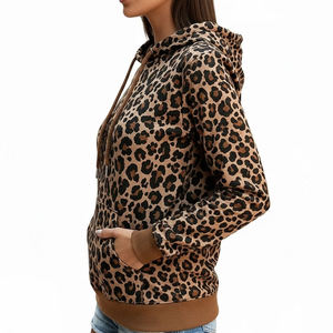 Women <b>Leopard</b> <b>Print</b> <b>Hoodie</b> Sweatshirt Long Sleeve Casual Autumn Knitted Pullover With Pockets - Product Image 2