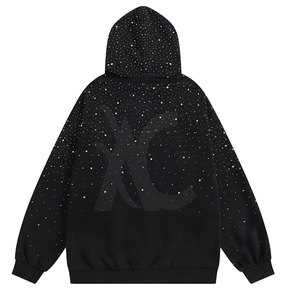 Ropa de estilo urbano moderno, sudadera básica de algodón mezclado con pedrería, ideal para uso casual, actividades al aire libre y viajes. - Product Image 2