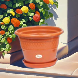 Pot de jardin en plastique de 14 pouces avec soucoupe, jardinière en plastique robuste pour la maison, le jardin et la pépinière - Product Image 2