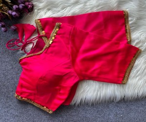 Choli en soie Rani avec bordure en sequins dorés, chemisier traditionnel indien pour mariage, chemisier pour femme, coupe classique, vêtements ethniques LDB 85405 - Product Image 2