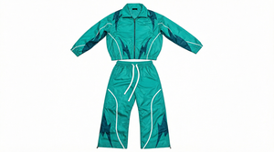 Conjunto Deportivo Rojo para Hombre, Estampado Geométrico, Poliéster Satinado, Ropa de Verano Informal, Cuello Alto, Cierre Frontal con Cremallera - Product Image 4