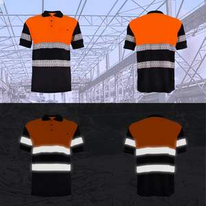 Chemise de sécurité à manches courtes réfléchissante, séchage rapide, respirante, en polyester, logo personnalisé, polo de travail réfléchissant - Product Image 5