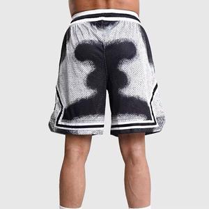 Shorts de sport décontractés pour hommes en maille noire respirante, coupe ample, avec cordon de serrage et imprimé dégradé, pour la boxe et le basketball - Product Image 5