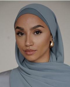 Wholesale 132 Colors Pearl <b>Chiffon</b> Islamic Plain Premium Georgette Headscarf Women's Bubble <b>Chiffon</b> Shawl Hijab - Product Image 3