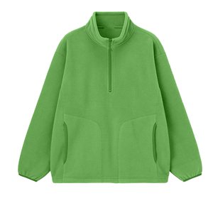 Unisex Fleece Half Zip <b>Pullover</b> Oversized Stand Collar Solid Color Casual Sweatshirt Regular Sleeve Autumn Knitted Top - Product Image 4