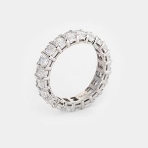 4*3 mm Radiant Cut Lab Grown Diamond Full Eternity <b>Ring</b> Shared Claw Prong Basket Setting 14K White Gold IGI certified diamond - Product Image 2