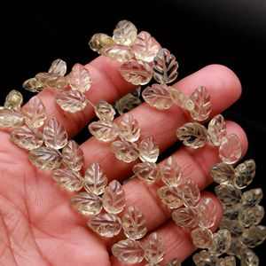 Cuentas de Cuarzo Limón Natural en Forma de Hoja, Talladas a Mano, de 10-11 mm, para la Fabricación de Joyas y Accesorios - Product Image 1