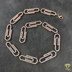 Cadena Cubana de Diamantes de Moissanita con Diseño Geométrico Estilo INS, Versátil, de Moda, Hip Hop, con Clip de Papel, para Hombre - Product Image 3