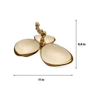Bol de service en céramique doré en forme de feuille, finition polie, 11 pouces, design moderne, pour présentation de plats de fête – Beauté intemporelle - Product Image 1