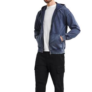 เสื้อฮู้ดมีซิปมีซิปสำหรับผู้ชายผ้าคอตตอนผ้าเกล็ดปลาทำจากผ้าคอตตอนเทอร์รี่แอซิดผ้า100% ใส่สบายเสื้อผ้าลำลองฤดูหนาวดีไซน์ล่าสุด - Product Image 1