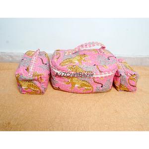 Sac de voyage écologique en coton pour cosmétiques, avec poignée souple, grande capacité, fermeture éclair étanche - Product Image 1