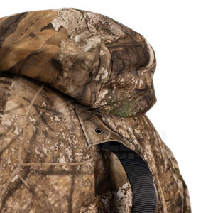 Chaqueta de Caza Ligera de Lona para Hombre, Diseño con Capucha y Cierre Frontal Completo, Bolsillos Laterales, Ajustable y Transpirable para Exteriores - Product Image 5