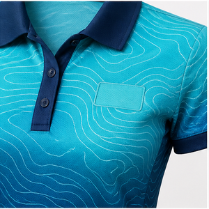 Polo Personalizado para Mujer, Color Azul Marino, Diseño Topográfico, Secado Rápido, Transpirable, Manga Corta, Ropa Deportiva para Golf, WPS-0801 - Product Image 6