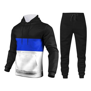 Men Color Blocking Tracksuit <b>Set</b> Hooded Full Sleeve Breathable Casual Autumn Wear 100% Polyester Regular Fit - Product Image 3