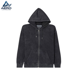 Custom <b>Mens</b> Acid <b>Wash</b> Zip Up Hoodie Blank Vintage Mineral <b>Wash</b> Heavyweight French Terry Full Zipper Hooded Sweatshirt - Product Image 4