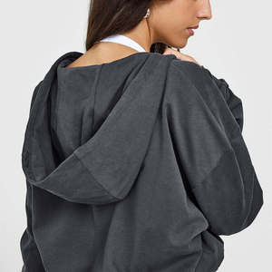 Hoodies d'hiver pour femmes, chauds, décontractés, amples, à manches longues, en coton, personnalisables, à fermeture éclair, à épaules tombantes - Product Image 3