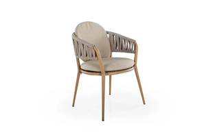 Conjunto de Comedor para Patio CAVON con Sillas de Cuerda con Estructura de Aluminio y Mesa con Superficie de Madera - Product Image 3