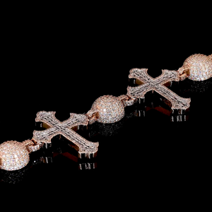 Custom Cross Rose Gold Plated Fine Chain & Link Bracelets for <b>Men</b> IGI Certified Moissanite Diamond Hip Hop S925 Silver Jewelry - Product Image 1
