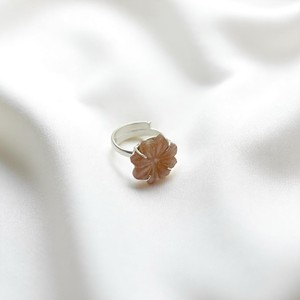 Boho Peach Moonstone Flower Carving <b>Ring</b> <b>Adjustable</b> Sterling <b>Silver</b> Band Wholesale Gemstone <b>Ring</b> - Product Image 1