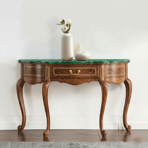 <span class=keywords><strong>Table</strong></span> console Demilune de luxe sur mesure, classique, en bois massif, pour entrée, couloir, villa, hôtel, mobilier <span class=keywords><strong>avec</strong></span> plateau en marbre OEM - Product Image 1