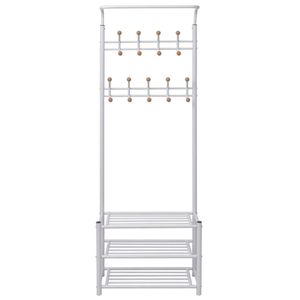 Porte-manteau mural en acier blanc et plastique avec crochets 26,8 x 12,6 x 71,9 po - Product Image 2