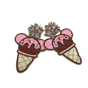 <b>Cute</b> Ice Cream Beaded Drop <b>Earrings</b> With Crystal Rhinestone For Women Party Jewelry - Product Image 1