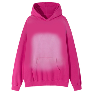 Pink Men's Vintage <b>Lined</b> Hooded <b>Sweatshirt</b> 100% Cotton <b>Fleece</b> Casual Solid Color Pocket Design Winter Wear Digital Printing - Product Image 1