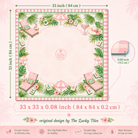 Tapis de Mahjong de Luxe Pliable Moderne Rose Tropical Palm Beach en Néoprène Premium Antidérapant 33x33 Pouces Personnalisable pour le Poker – Vente en Gros