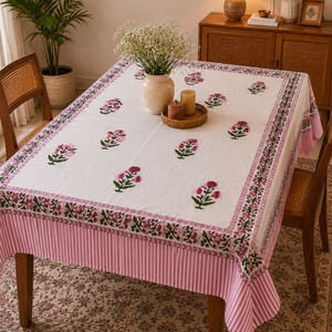 Nappe en coton imprimée à la main, motif floral moderne, écologique, fabriquée en Inde, pour mariage, couleur et taille personnalisables - Product Image 5