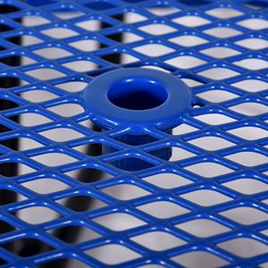 Tavolo da Picnic Rotondo in Acciaio da 46 Pollici con Palo per Ombrellone Blu per Intrattenimento all'Aperto - Product Image 3