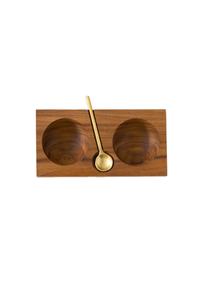 Plateau en bois avec 2 compartiments pour servir les sels d'épices Plateau de service en bois de qualité alimentaire de qualité supérieure pour la décoration de table - Product Image 1