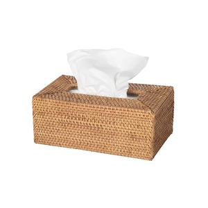 Handmade Bamboo Tissue Box Cover Square Natural Finish Bohemian Style Decorative Home Accessory - Product Image 4