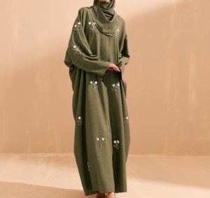 Hot Sale Modest Dubai Abaya Beaded Sequined Long Sleeve Abaya Muslim Traditional Handmade Wedding Women Polyester Breathable - Product Image 6