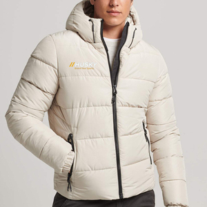 Husky Men's Winter Hooded Puffer <b>Jacket</b> Thick Quilted Windproof Casual Zipper Front Solid Color Regular Fit - Product Image 5