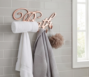 Premium <b>Bath</b> <b>Letter</b> Wall Hooks Rose Gold Metal Novelty Design Drill Installation Mirror Polished Finished Stylish Home Decor - Product Image 5