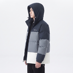 Veste matelassée à capuche pour homme Hawk Eye, couleur contrastée, épaisse, pour l'hiver, fermeture éclair intégrale, vêtement d'extérieur décontracté - Product Image 3