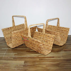 High Quality Water Hyacinth Crafts <b>Woven</b> <b>Storage</b> <b>Basket</b>, Handicraft Products For Home & Office - Product Image 6