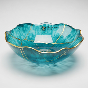 ชามเสิร์ฟตกแต่งรูปทรงคลื่นหลากสี ไล่เฉดสีส้ม ชมพู ม่วง ของตกแต่งศิลปะสมัยใหม่ ชามใส่ผลไม้ ขนมขบเคี้ยว - Product Image 1