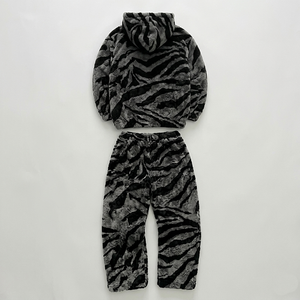 Conjunto Deportivo Unisex de Forro Polar Grueso con Estampado de Leopardo, Sudadera con Capucha, Manga Larga, Cordón Ajustable, Corte Regular, Ropa Casual de Invierno para Adultos - Product Image 2