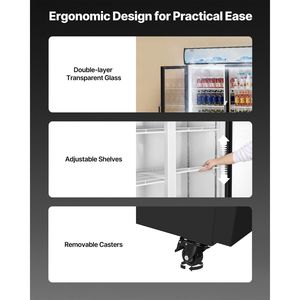 Réfrigérateur commercial vertical pour boissons de 36,27 pi³ avec 8 portes vitrées réglables, vitrine réfrigérée à 2 portes pour vins et boissons - Product Image 6