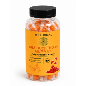 Premium Sea Buckthorn Gummies Natural Fruit Blend Soft <b>Chewy</b> Texture Sealed Container Dietary Supplement - Product Image 2