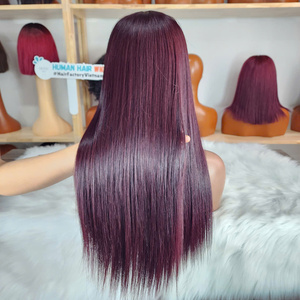 Peluca sin pegamento de lujo 100% vietnamita de 20 pulgadas, color burdeos personalizado, cabello humano virgen, productos capilares naturales para mujeres negras - Product Image 4