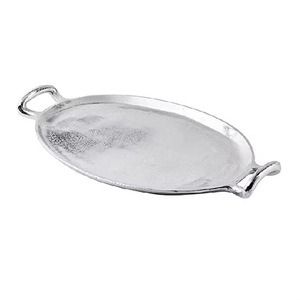 Bandeja de Servir Ovalada de Metal con Asas, Plateada, Decorativa, para Decoración del Hogar - Product Image 5