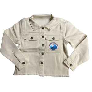 Chaqueta Vaquera Beige para Niñas Jack and Jill, Chaqueta de Mezclilla con Botones, Logotipo Personalizado, Suministro al por Mayor OEM - Product Image 1
