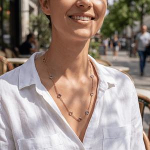 Collar de Cadena de Oro Rosa de 18K para Mujer, Marca Revalia, con Circonitas Cúbicas Multicolores, Joyería Elegante Hecha en India - Product Image 4