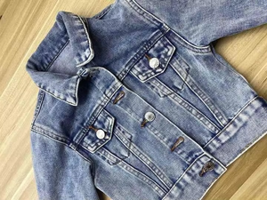 Veste en jean bleu clair à manches longues pour enfants, vêtements d'hiver en laine avec col rabattu et poches, vêtements en jean pour bébés garçons - Product Image 3