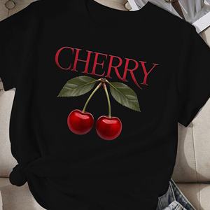 CHERRY avec des cerises rouges t-shirt comfit femme - Product Image 1