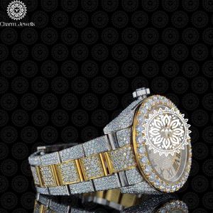 Montre de luxe Charm Jewells en acier inoxydable, incrustée de diamants, mouvement mécanique analogique, cadran de 40 mm, montre de mode pour homme, automatique - Product Image 2