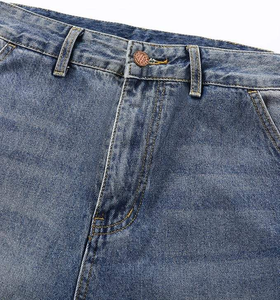 Jeans Cargo de Mezclilla de Cintura Alta y Corte Holgado para Hombre, de Algodón, Lavado a la Piedra, Color Sólido, Estilo Casual de Otoño, con Bolsillos, Pierna Recta - Product Image 3